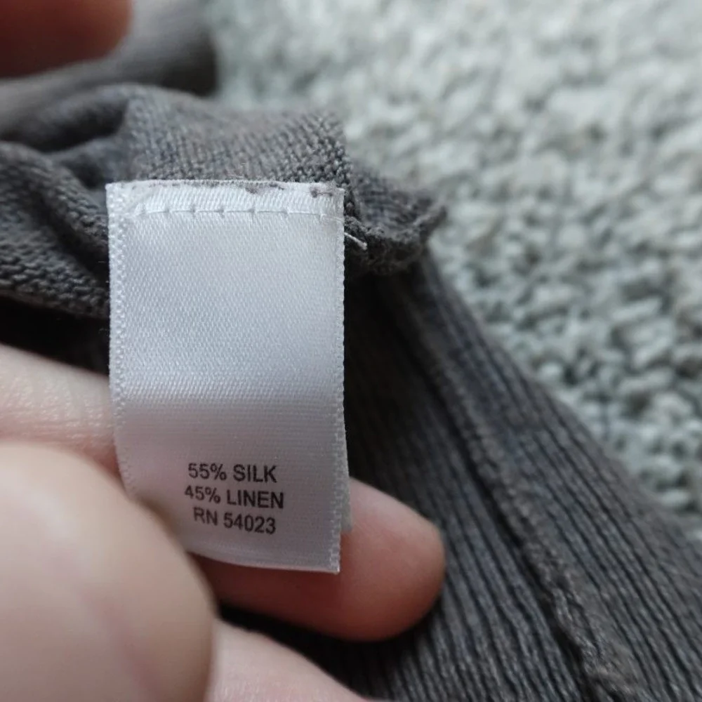 Banana Republic Sweater Mens L Gray Silk Linen V Neck Long Sleeve Pullover Soft‎
